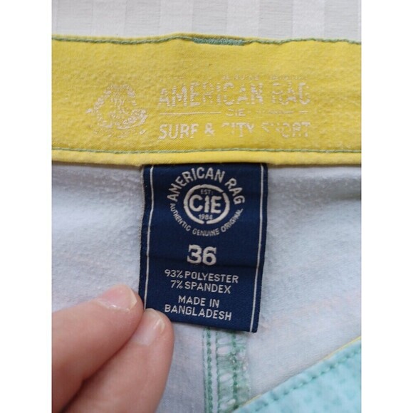 American Rag swim trunks board shorts mens 36 blue stripe surf beach active - Picture 2 of 8